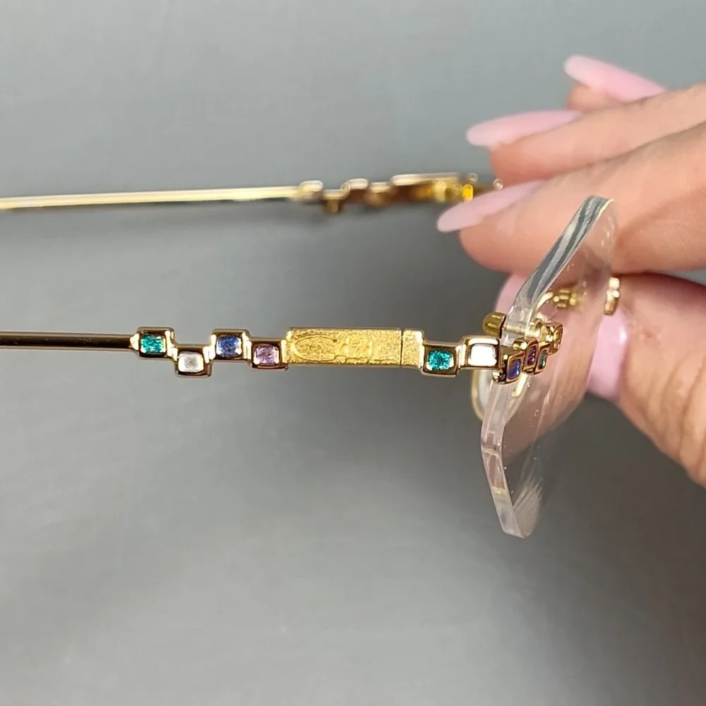 Vintage 90s Cazal Gold Rimless Hexagon Eyeglass Frames MOD. 424 COL. 971 READ